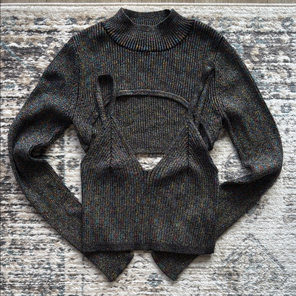 Garage Black Crop Top with Architectural Flair